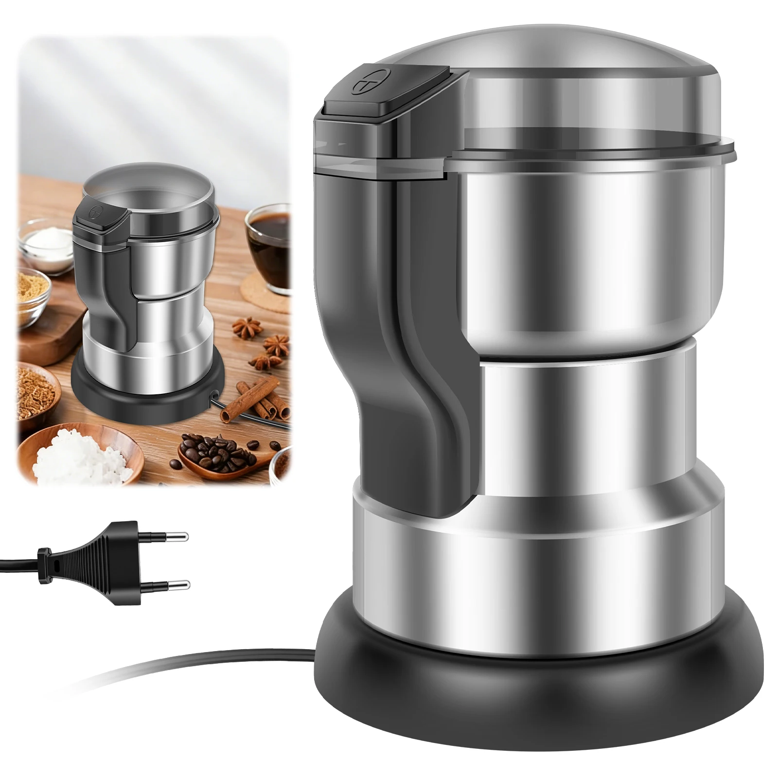 300W Electric Coffee Grinder Portable Automatic Household Coffee Mill Grinder with Stainless Steel Blades for Beans Spice Herb