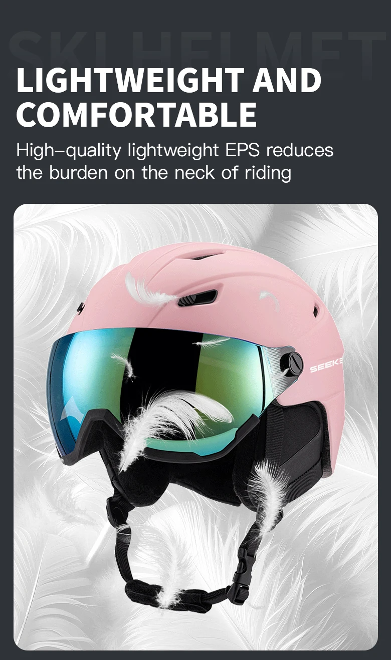 SEEKER Skihelm und Schneebrille All-in-One für Erwachsene, Unisex, Winter, Ski, Skating, Skateboard, Single- und Double-Board, Sicherheitshelm – Detail 5