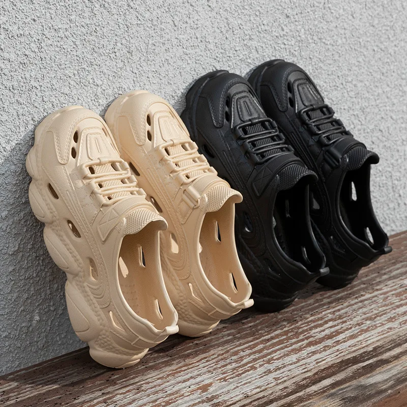 صنادل رجالي سريعة الجفاف من مادة إي في إيه بلون سادة، عصرية وخفيفة الوزن، أساسيات السفر في الهواء الطلق، أحذية الشاطئ، شباشب رجالية غير رسمية