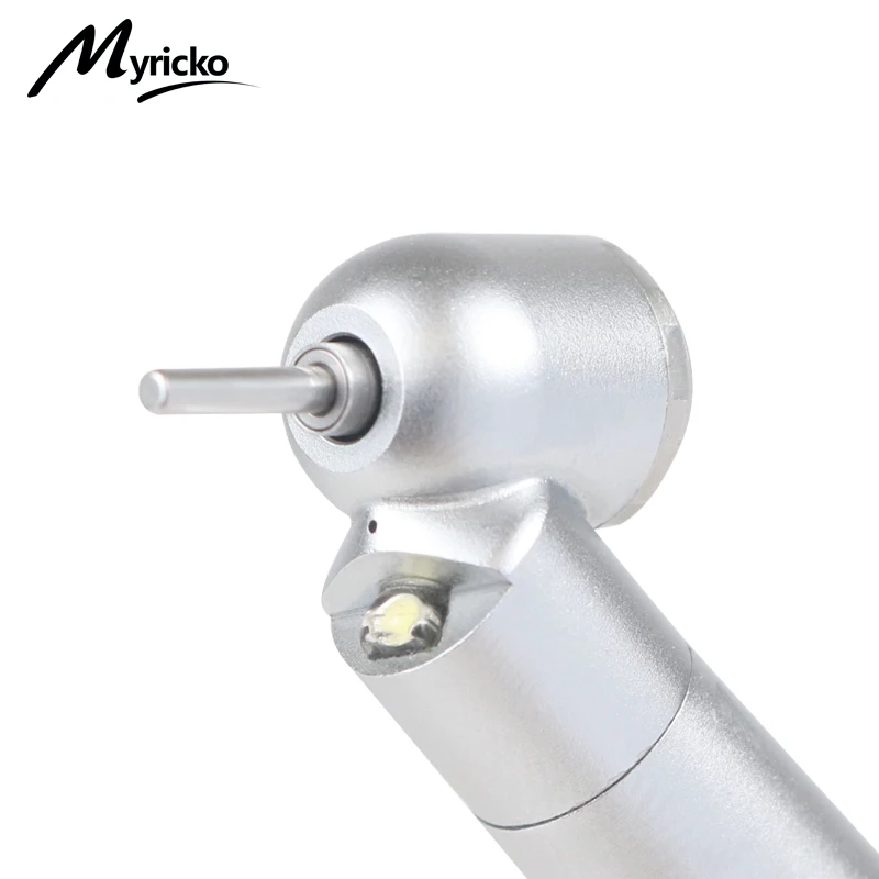 Myricko Dental 45 Degree LED High Speed Handpiece Dentist 2/4 Hole Push Button Single Water Spray E-Generator 45° Hand Piece