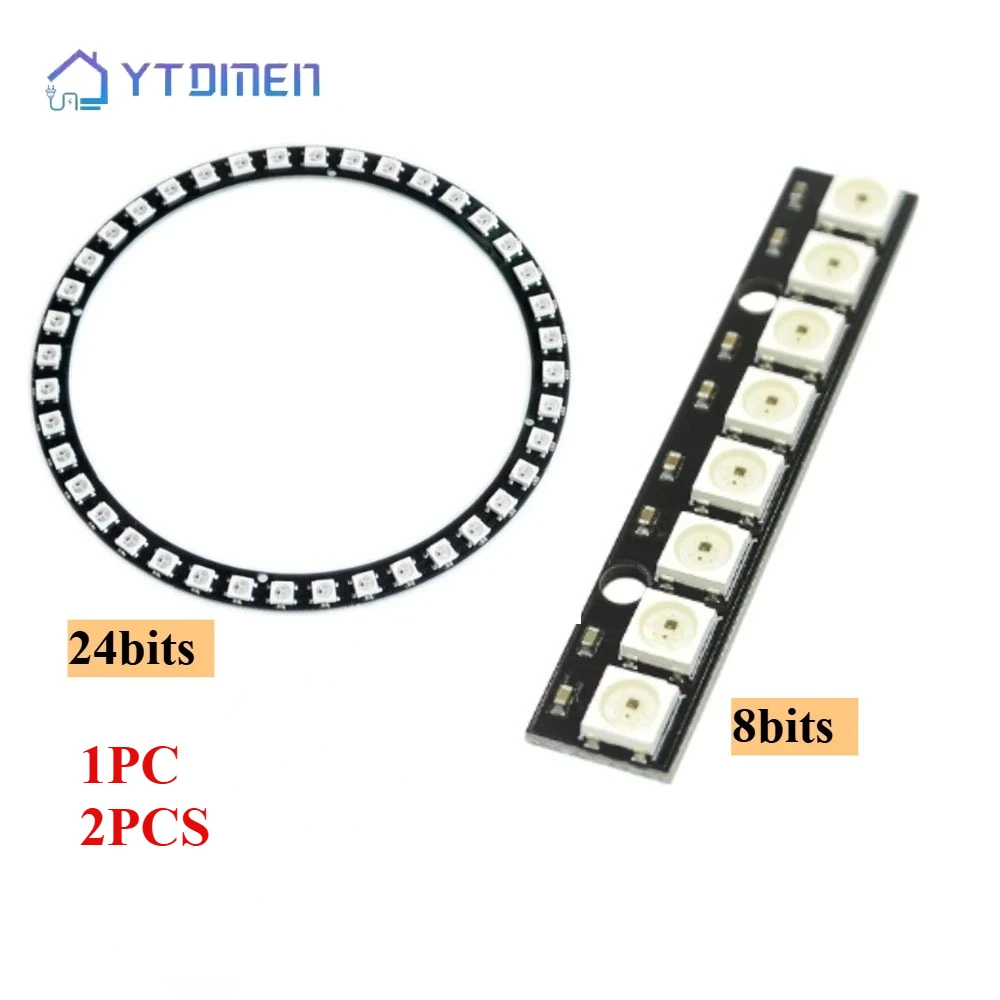 WS2812 5050 RGB LED Driver Module 8Bits/24Bits 5050 RGB LED Driver Board Built in Full-color Driver Lights Module for Arduino