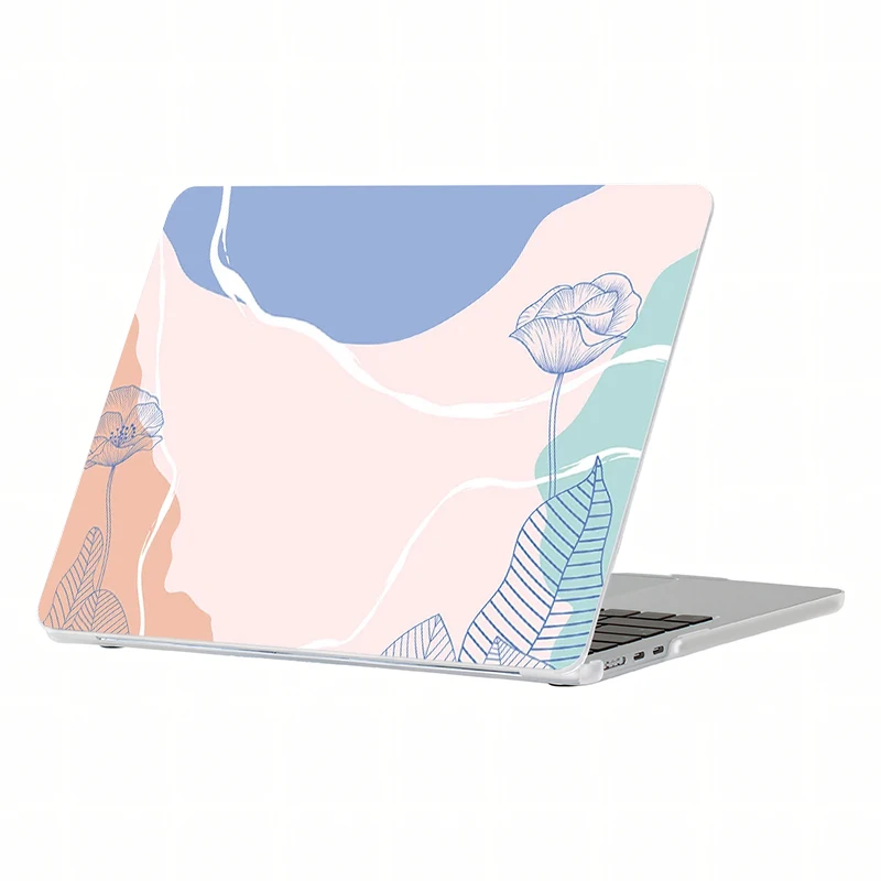 Abstract Line Floral Print Hard PC Case For MacBook Air 13/13.6 Pro13/14/15.3/16 Anti-scratch Laptop Protective Cover