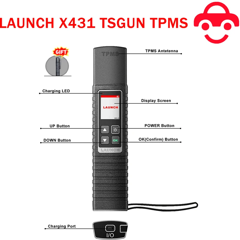 LAUNCH X431 TSGUN TPMS Car Tire Pressure Sensor Detector 315/433 MHZ RF-Sensor Programming Diagnostic Tool for X-431 V/V+/PRO3S+