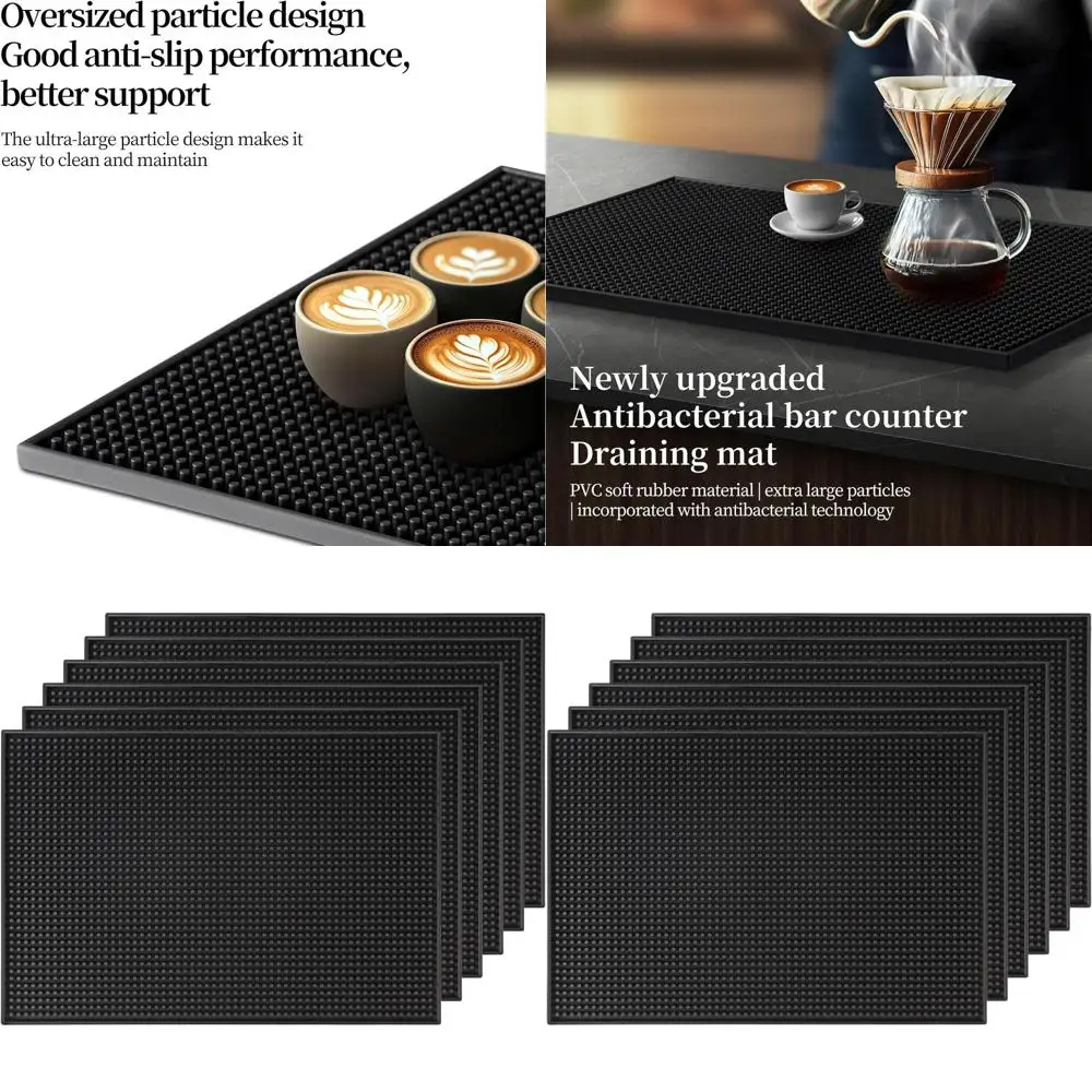 

Набор из 6 черных барных ковриков размером 18x12 дюймов, домашний кофейный коврик, защита от разлива кухонной стойки, коврик для бармена, коврик для сушки посуды, парикмахерская