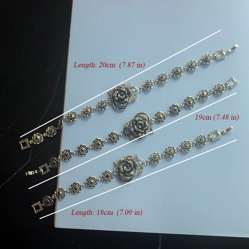 Ajojewel Black Rhinestone Rose Flower Bracelet Vintage Jewelry For Women High Quality Nice Gift 2025 New