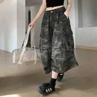 Lady Retro Fashion Baggy Capri Jeans Female High Waist Thin Denim Pants Girls Fashion Camouflage Straight Leg Trousers - Image 4
