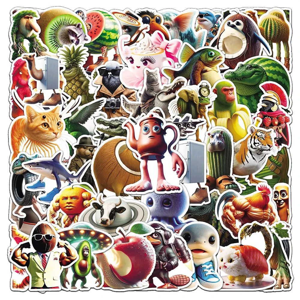 

10/30/50pcs Tung Tung Sahur Italian Brainrot Cartoon Stickers for Luggage Notebook Laptop Phone Creative Abstract Animal Decals