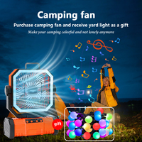 Camping Fan 20000mAh Rechargeable Portable Camping Circulating Fan With LED Lights And Remote Control Wireless Tent Ceiling Fan