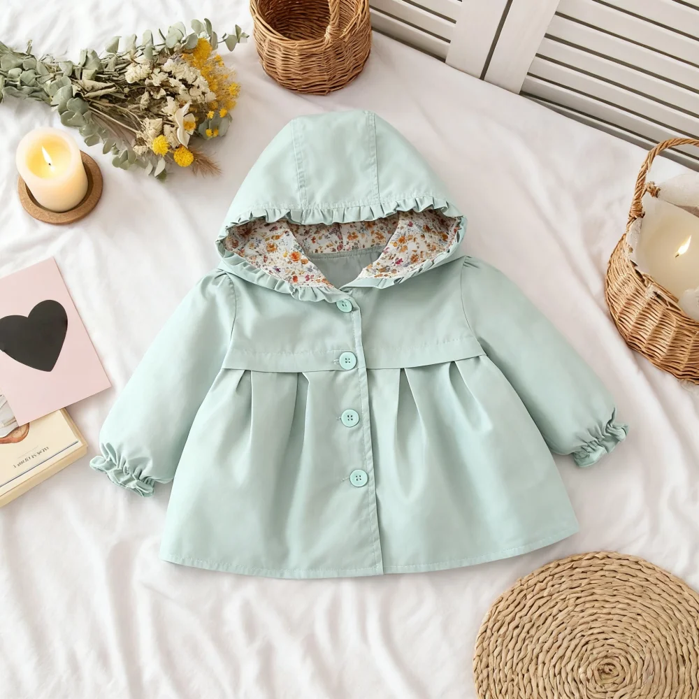Children's Clothes Spring And Autumn Solid Color Cotton Hooded Children's Jacket Casual Girls' Windbreaker Coat Baby Girl Clothe