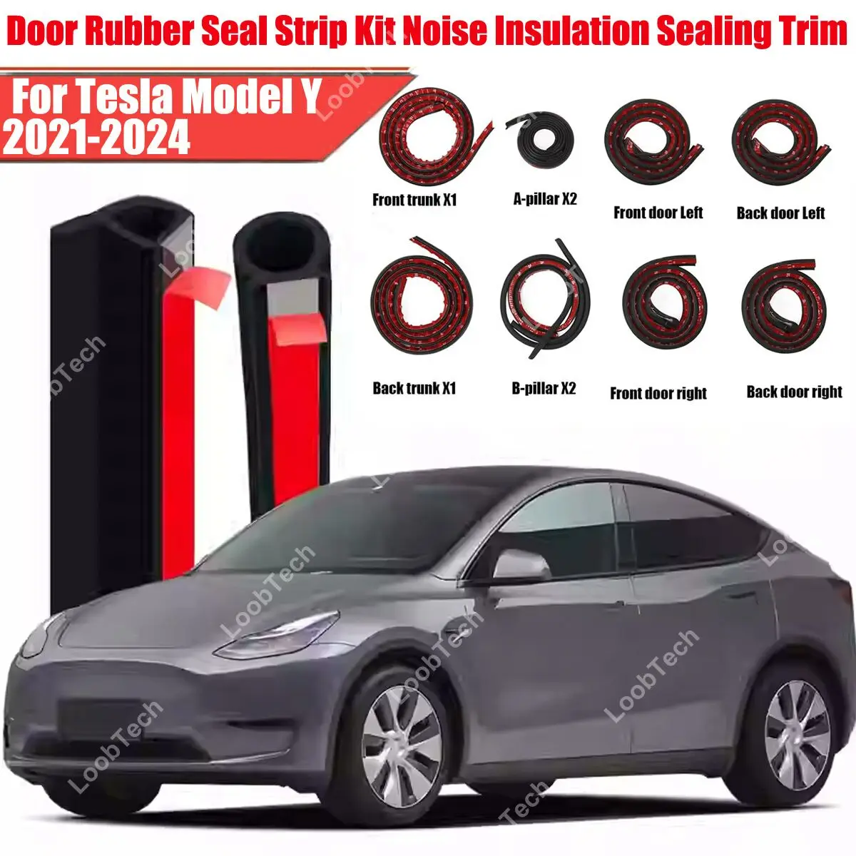 

Комплект уплотнителей двери, резиновая защита от ветра, шумоподавление для Tesla Model Y, самоклеящаяся крышка двигателя, звукоизоляционная полоса