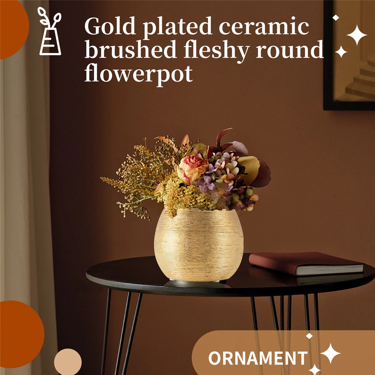 Ceramic Plant Pot Planter Unique Gold-Plated Creative Flower Pot Succulent Flowerpot Flower Vase Plant Pot - Image 4