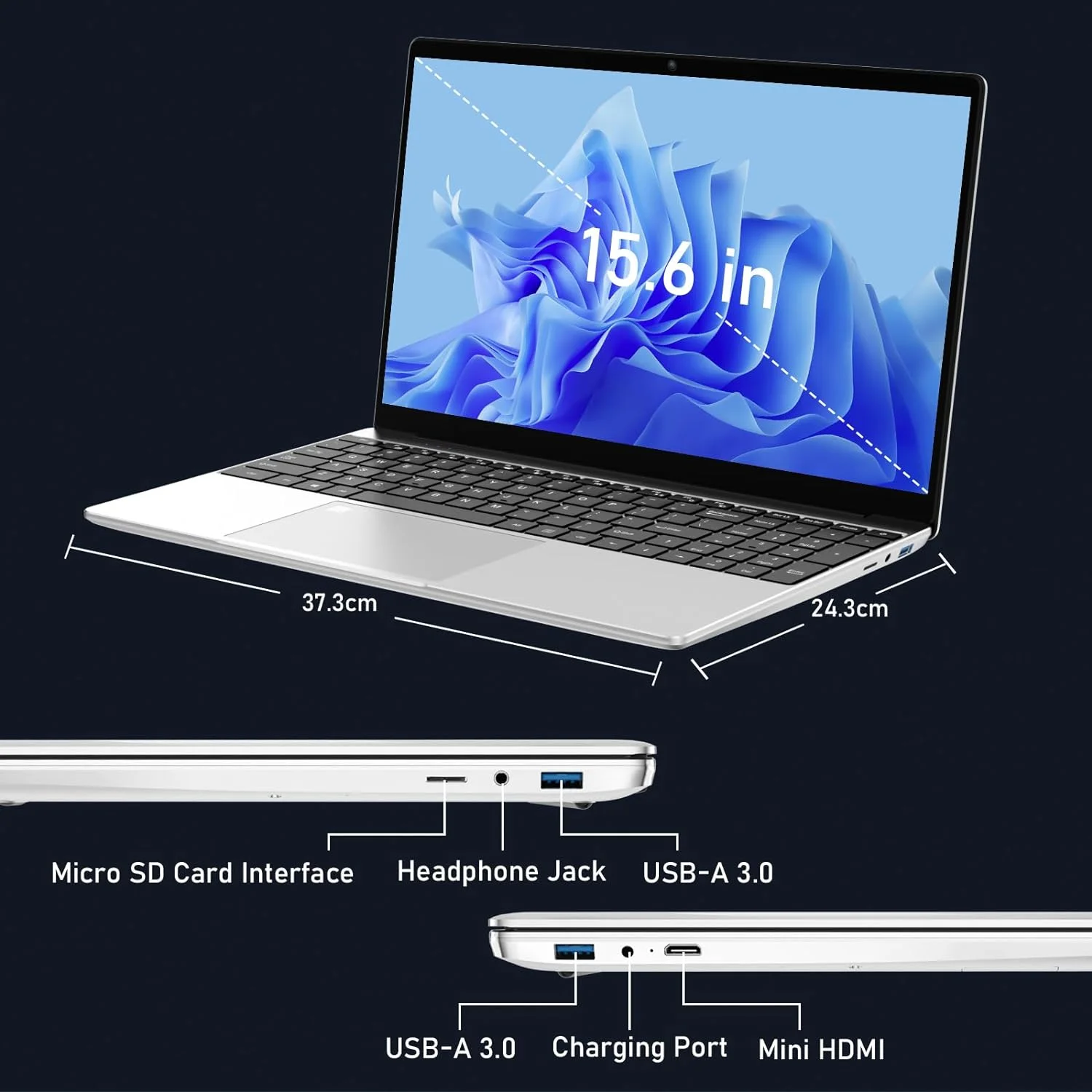 GXMO 15,6 inch laptop IPS FHD zakelijke laptop Intel N95 laptop16GB RAM toetsenbord met achtergrondverlichting Vingerafdruk HD-camera 5800mAh laptop