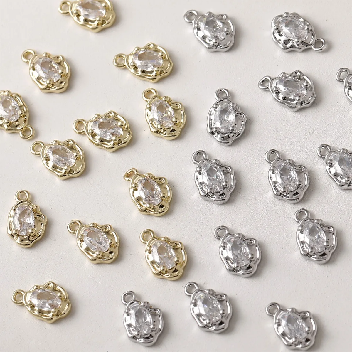 Brass Gold Plated Color‑Retentive Zircon‑Set Irregular Abstract Pendant DIY Beaded Earring Necklace Jewelry Making Supplies