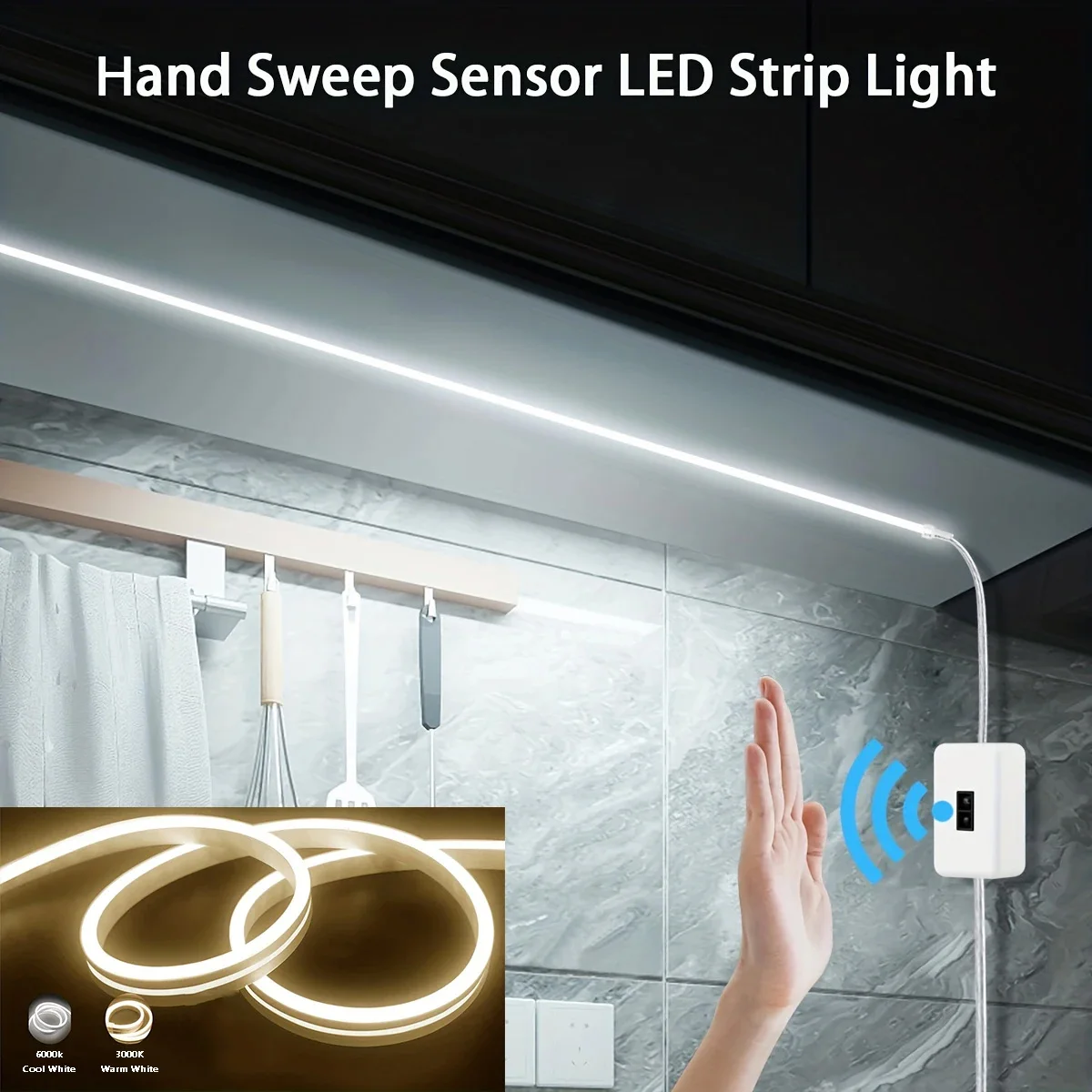 Neon Led Light Strip with 5V USB Smart Gesture Sensor Dimmer Switch, Flexible Waterproof Silicone Neon Flexible Led Light Strip, Suitable for Cabinet Mirror Live Streaming Fill Light, Tv Background Decoration, Space-Th
