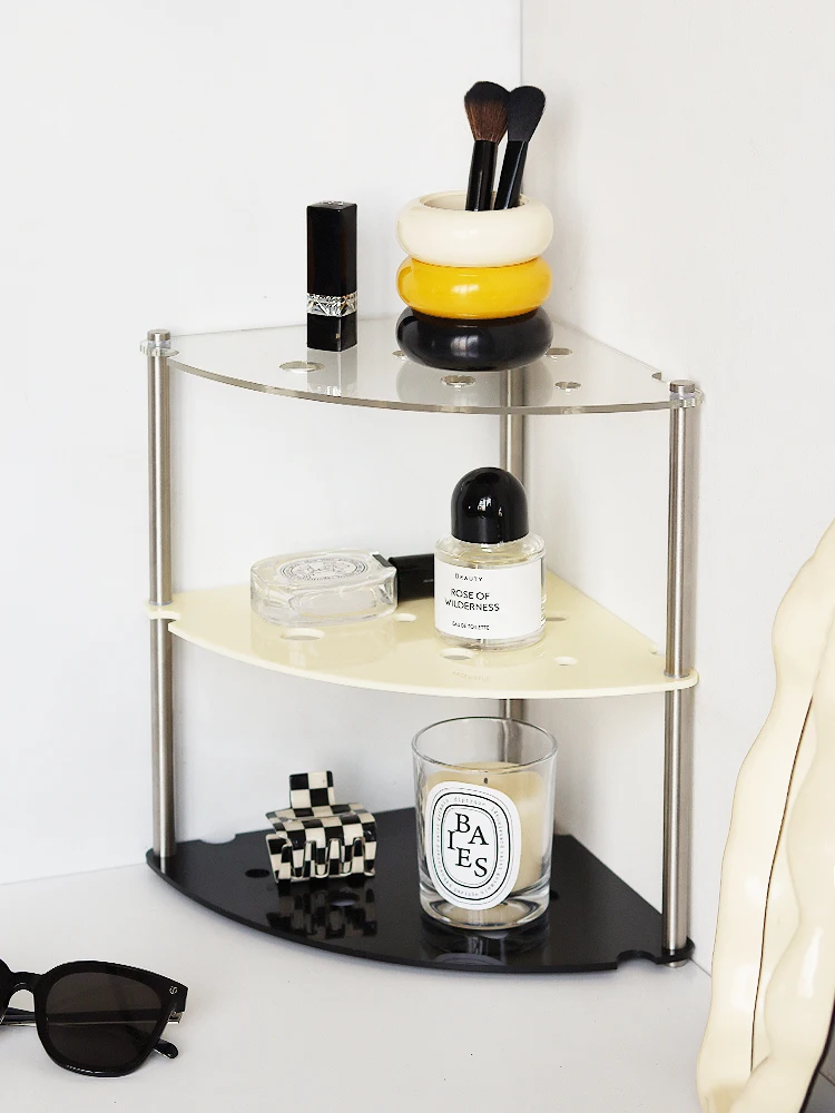 Storage Rack Acrylic Metal Cheese Modeling Suitable for Cosmetics Double-Layer Desktop Corner Washstand Decoration Nordic Style