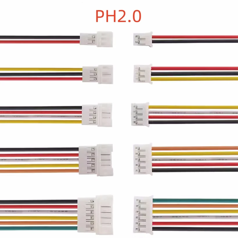 10Pcs PH 2.0 Male Female Wire Connector Pitch PH2.0mm 2P 3P 4P 5P 6P 7P 8P 9P 10P 11P 12 Pin Plug Jack Terminal Cable 10 20 30CM