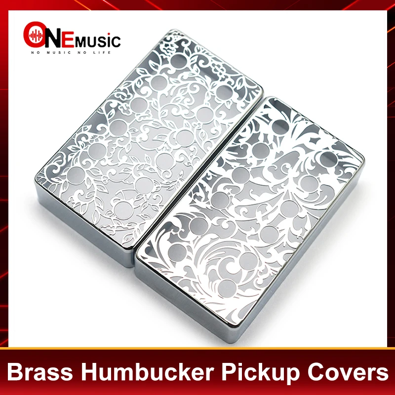 2Pcs Carving Brass Pickup Covers/Lid/Shell/Top 70x39mm 6 Hole for Humbucker Thin Covers 50/52MM Gold/Chrome/Black 16.5mm