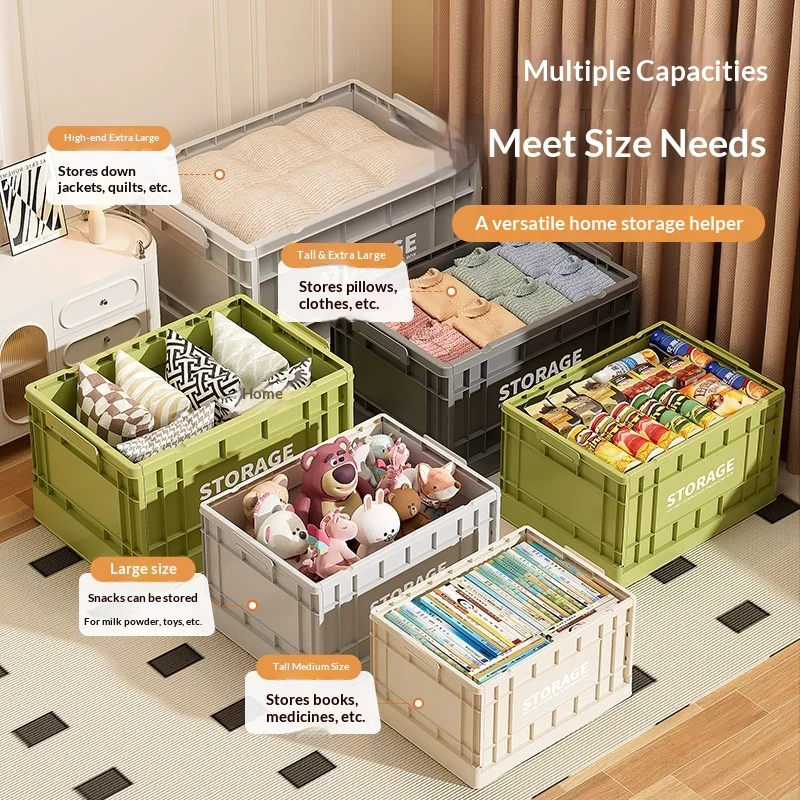 Storage Folding Plastic Storage Box Industrial Style Collapsible Organizer For Outdoor Camping Car Trunk Home Garage Sorting