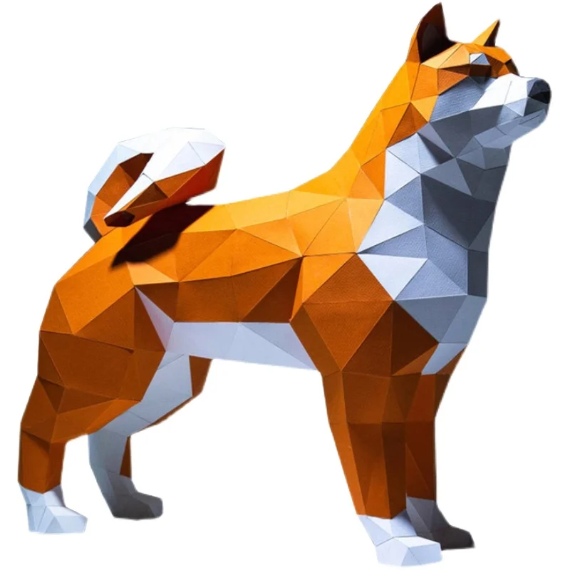 Modelo de papel japonés Shiba Inu para decoración del hogar, adornos de escritorio, rompecabezas 3D DIY, juguetes creativos hechos a mano, 48cm