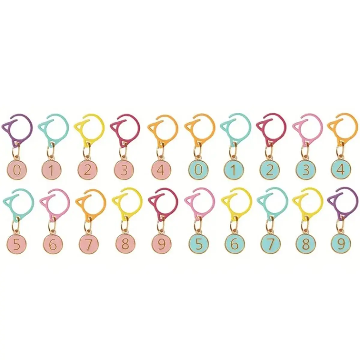 DT35BG 20pcs Cute Cat Markers for Crocheting, Numbered Progress Keepers 0-9,Snag-Free Knitting & Crochet Accessorie