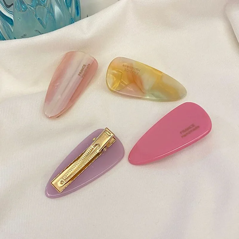 AISHG Mini Oval Duckbill Hair Clips for Women Candy Color Hairpin Barrettes Marble Texture Duckbill Clip Girls Hair Accessories