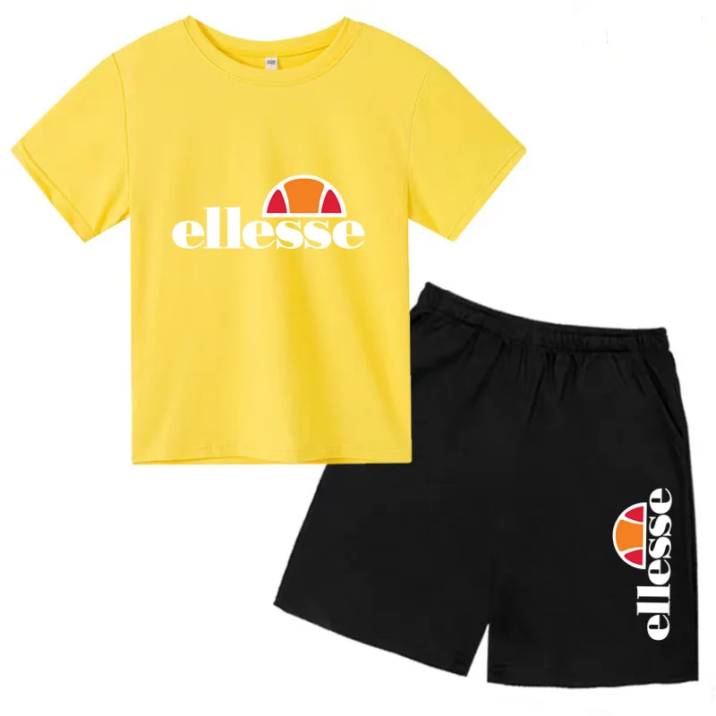 Children\'s Summer T-shirt Clothing 3-12Y Beauty Girl Top+Shorts 2P Boys Girls Preschool Gift Charming Sunshine Sports Casual Set