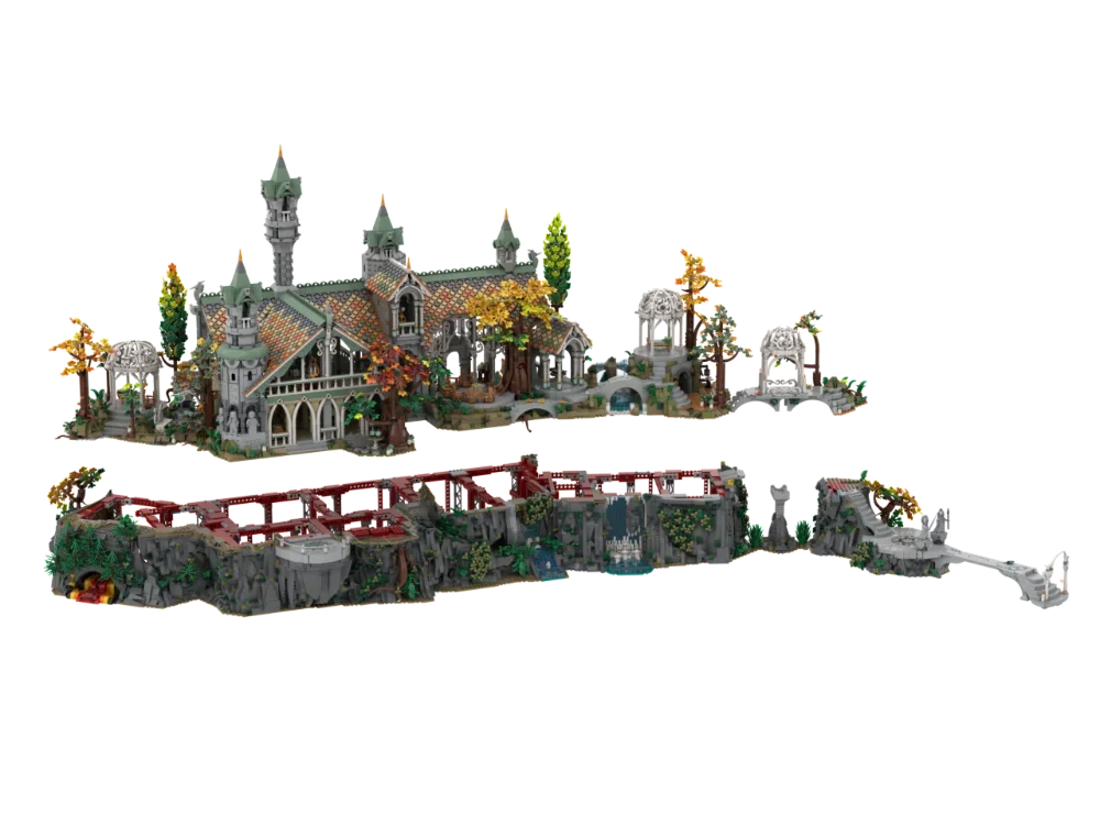 Rivendell House Castle Extension And Mountain Base Architecture Moc Building Blocks Model Assembly Toys Festival Christmas Gifts