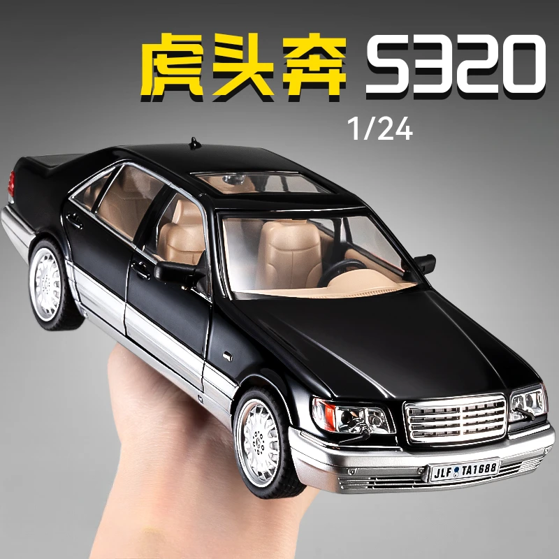 1:24 Mercedes-Benz W140 320SEL Street Edition Alloy Retro Old Car Model Diecasts Metal Car Model Sound Light Kids Toys Gift