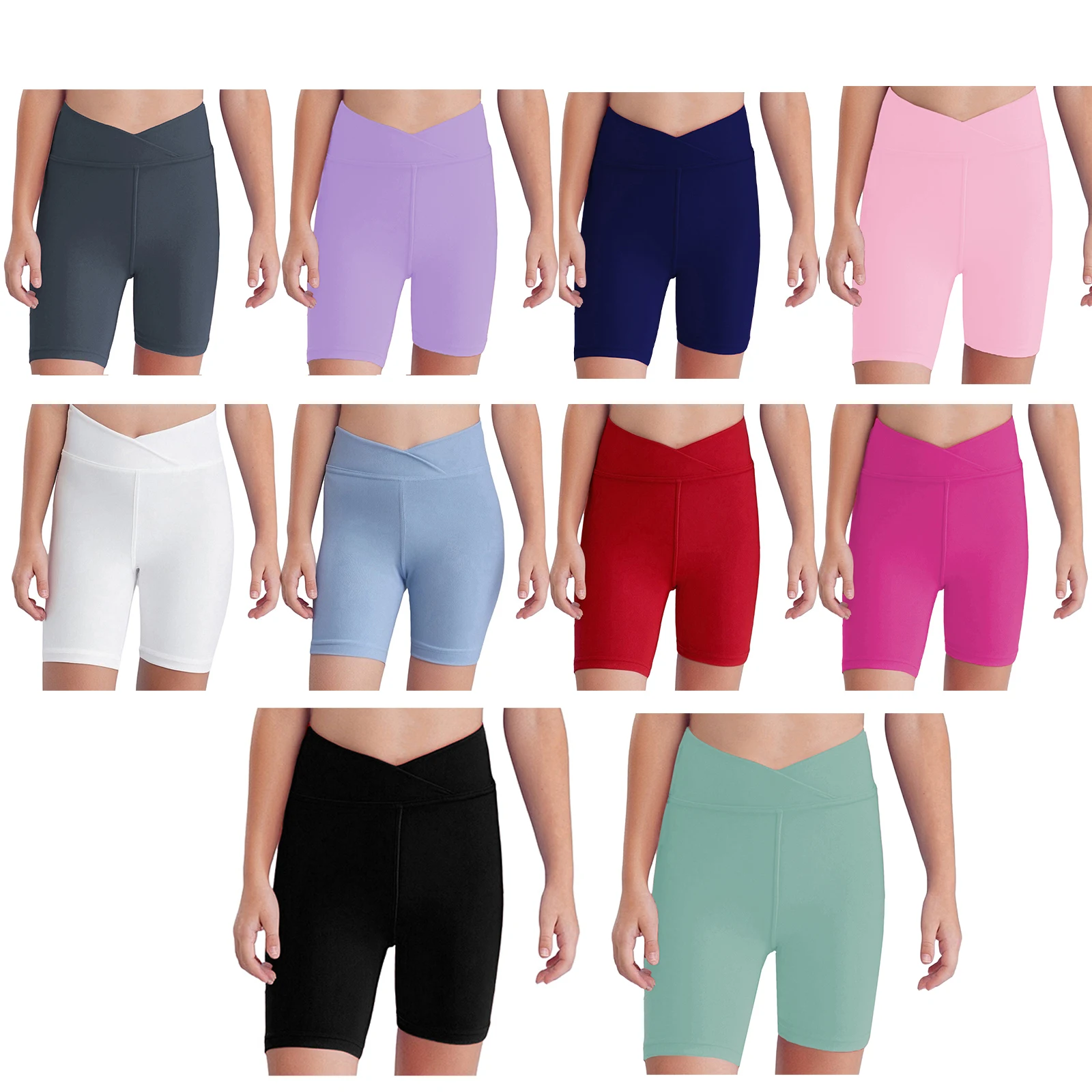 Kids Girls Ballet Dance Boxer Shorts V-Front Waistband Solid Color Active Swim Shorts for Swimming Yoga Sports Workout Fitness