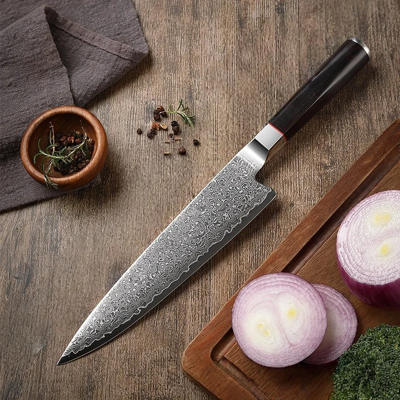 8 Inch Japanese Chef Knife 67 Layer Damascus Steel Sharp Slicing Knife Meat Fish Cooking Kitchen Accessories With Wooden Handle