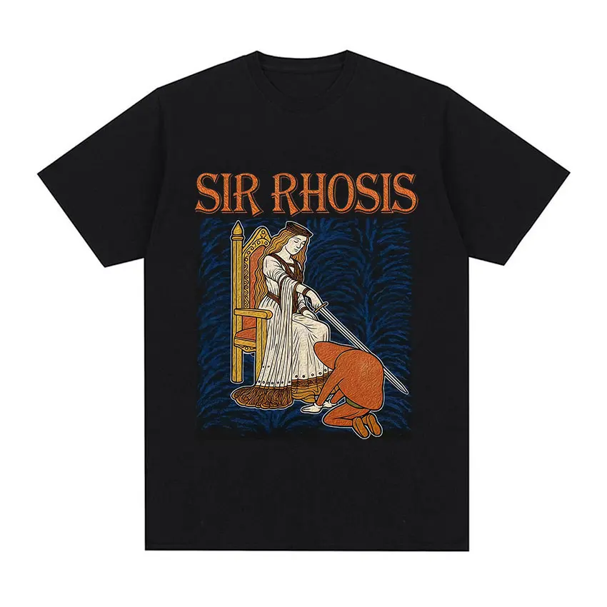 Sir Rhosis Medieval Funny Drunk Knight Meme Graphic Cotton Men's Shirt Harajuku Style Summer Women's Fashion Tshirt