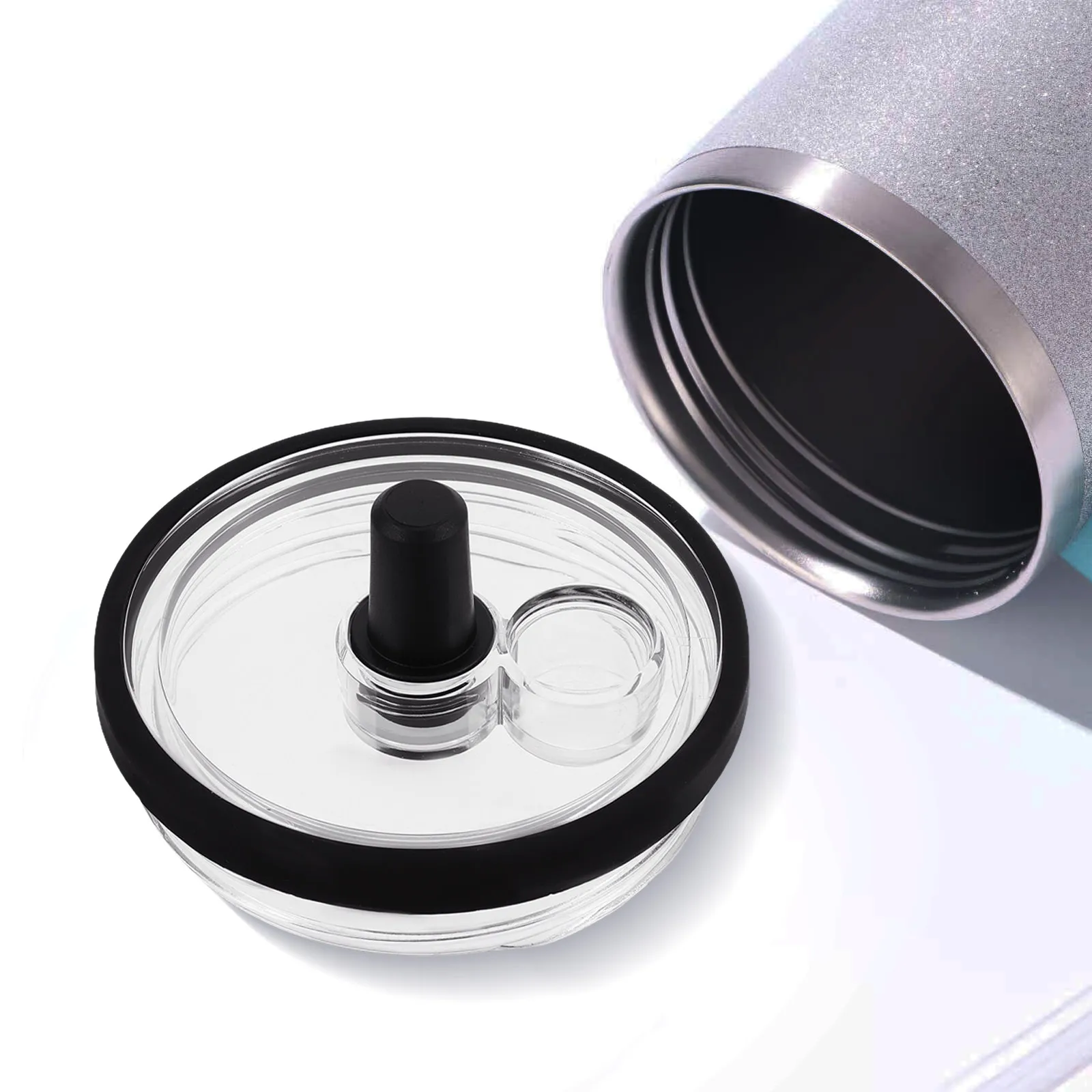 2pcs Transparent Tumbler Lid Replacement Splash-Resistant Spill-Proof Leakproof Plastic Cover For Coffee Cups Travel Mug Kitchen