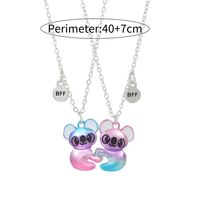 2Pcs/Set Cute Koala Bear Pendant Best Friends Sister BFF Necklace Friendship Jewelry Gift for Girls