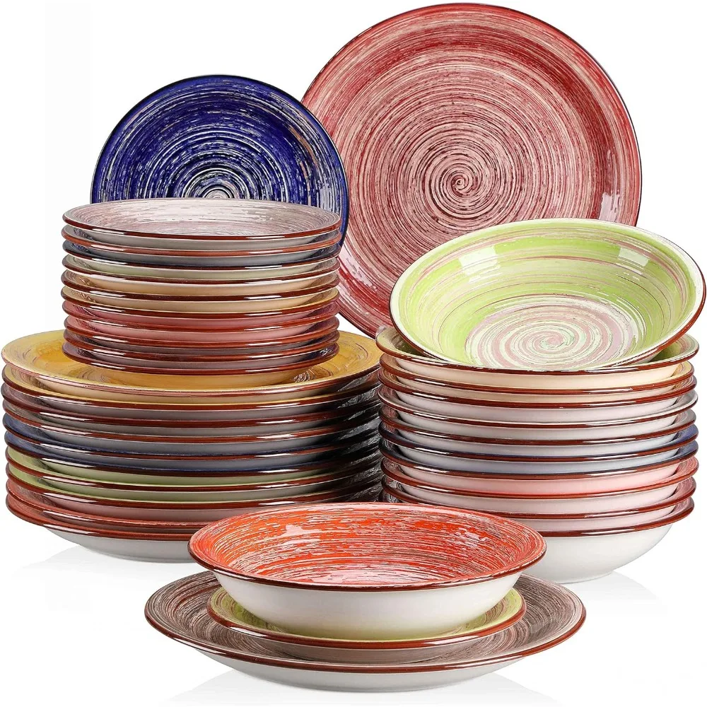 

Tableware Sets,Stoneware Dinnerware Set Handpainted Tableware, 36-PieceMulticolour Ceramic Combination Set,Family Tableware Sets