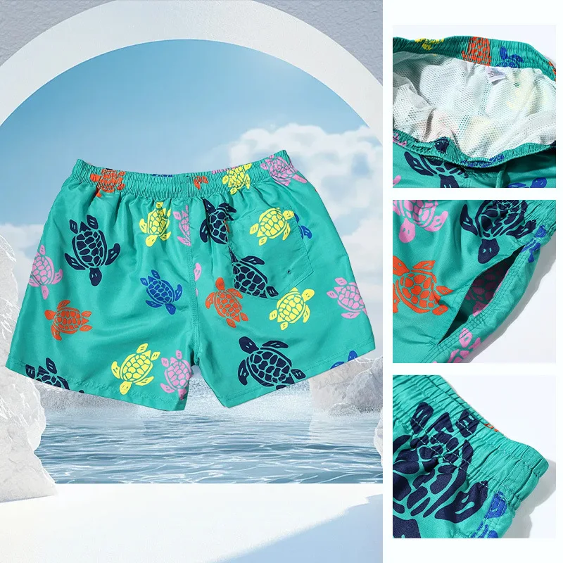 

Beach pants, turtle swimming trunks with lining can be launched for vacation, seaside hot spring three points, beach leisure can