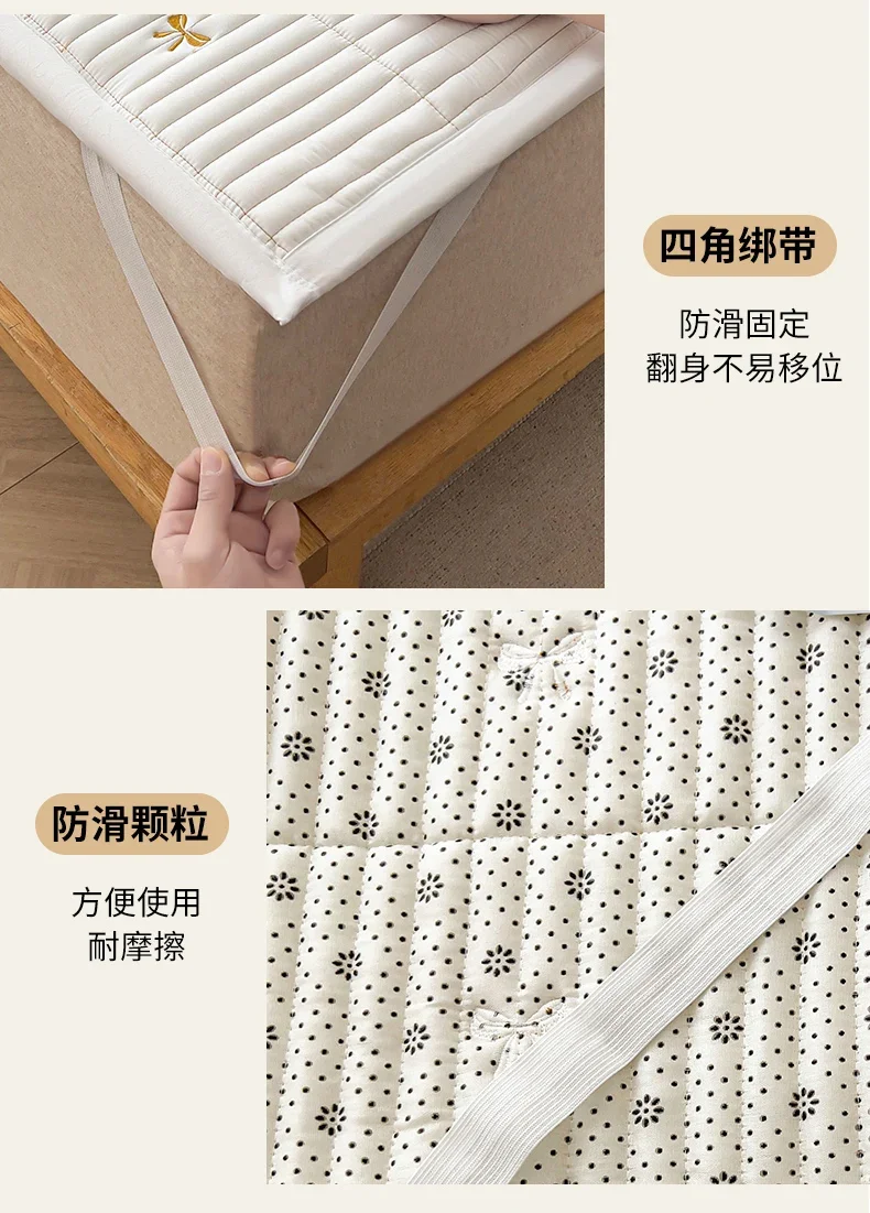 Spring Autumn Comfortable Durable Mattress Toppers Soft Breathable Soybean Fiber Filling Bed Pads Keep Warm Quilted Mattress Pad
