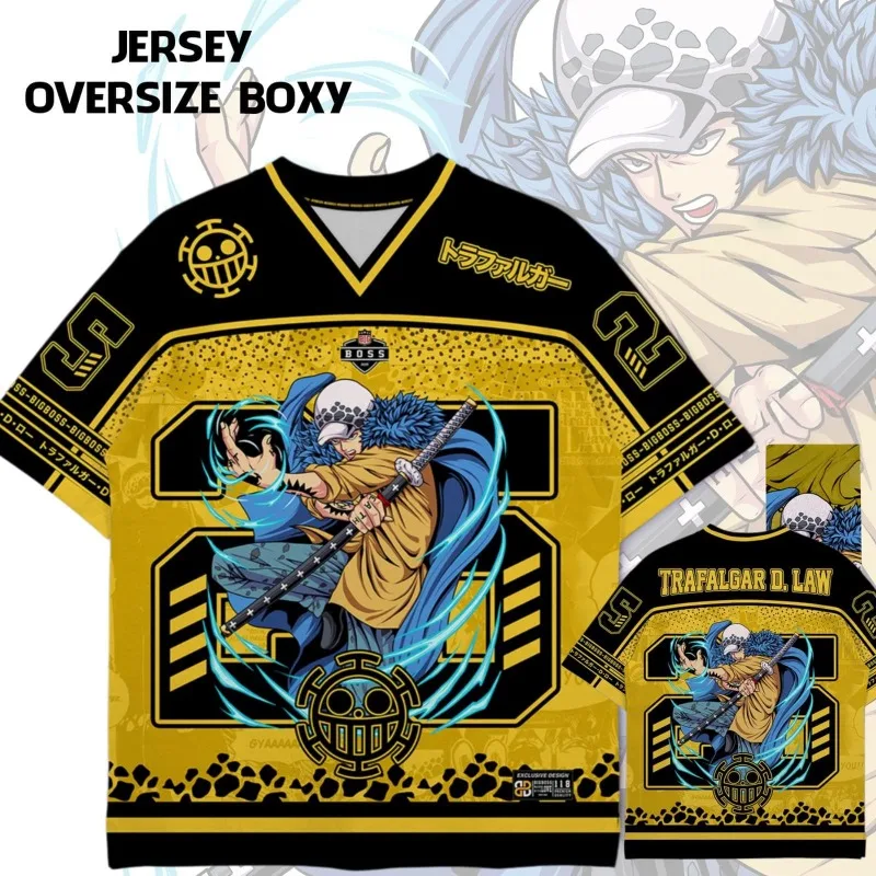 Camiseta de Gran Tamaño con Estampado de Anime One Piece, Diseño de Bonney Big Eater, Cuello en V, Manga Corta, Estilo Hip Hop, para Hombre y Mujer, Ideal para Cosplay