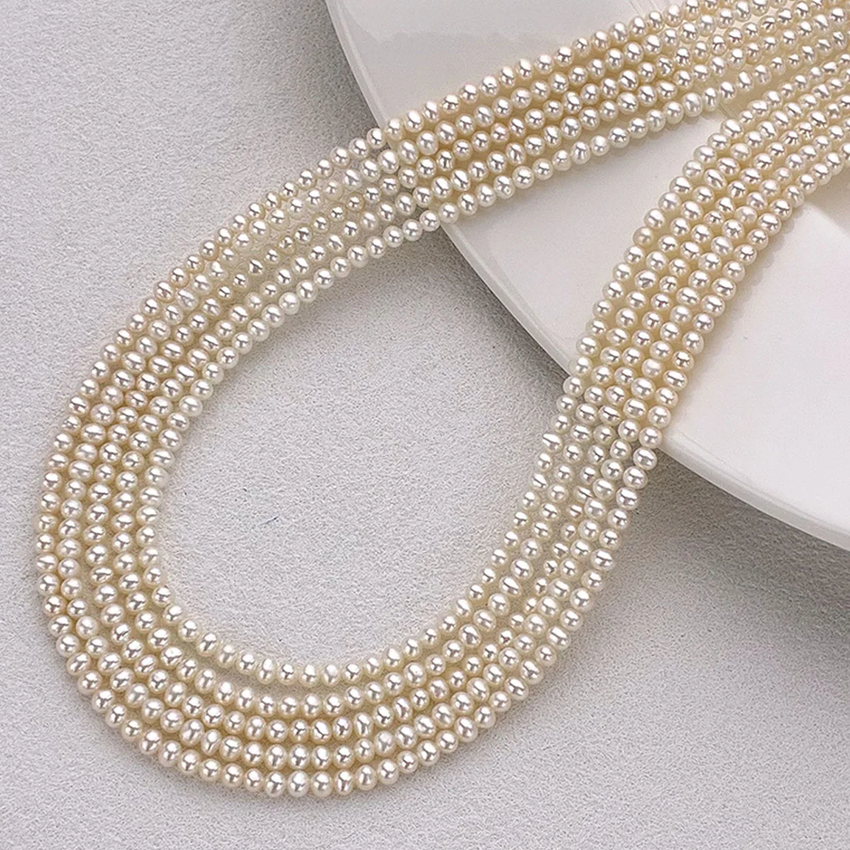 2.8‑3.2mm Natural Freshwater Pearl Beads Near Round White Pearl Bead Strand for DIY Necklace Bracelet Jewelry Making Supplies