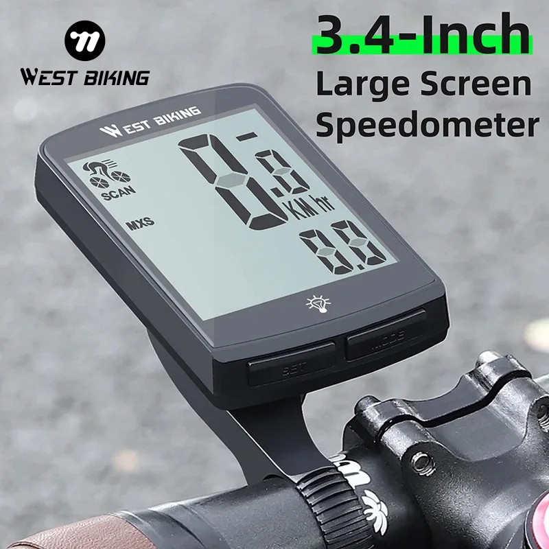 

Wireless Bike Computer Road MTB Bike Waterproof Speedometer 3.4Inch Digital Stopwatch Cycling Odometer Cycling Computer