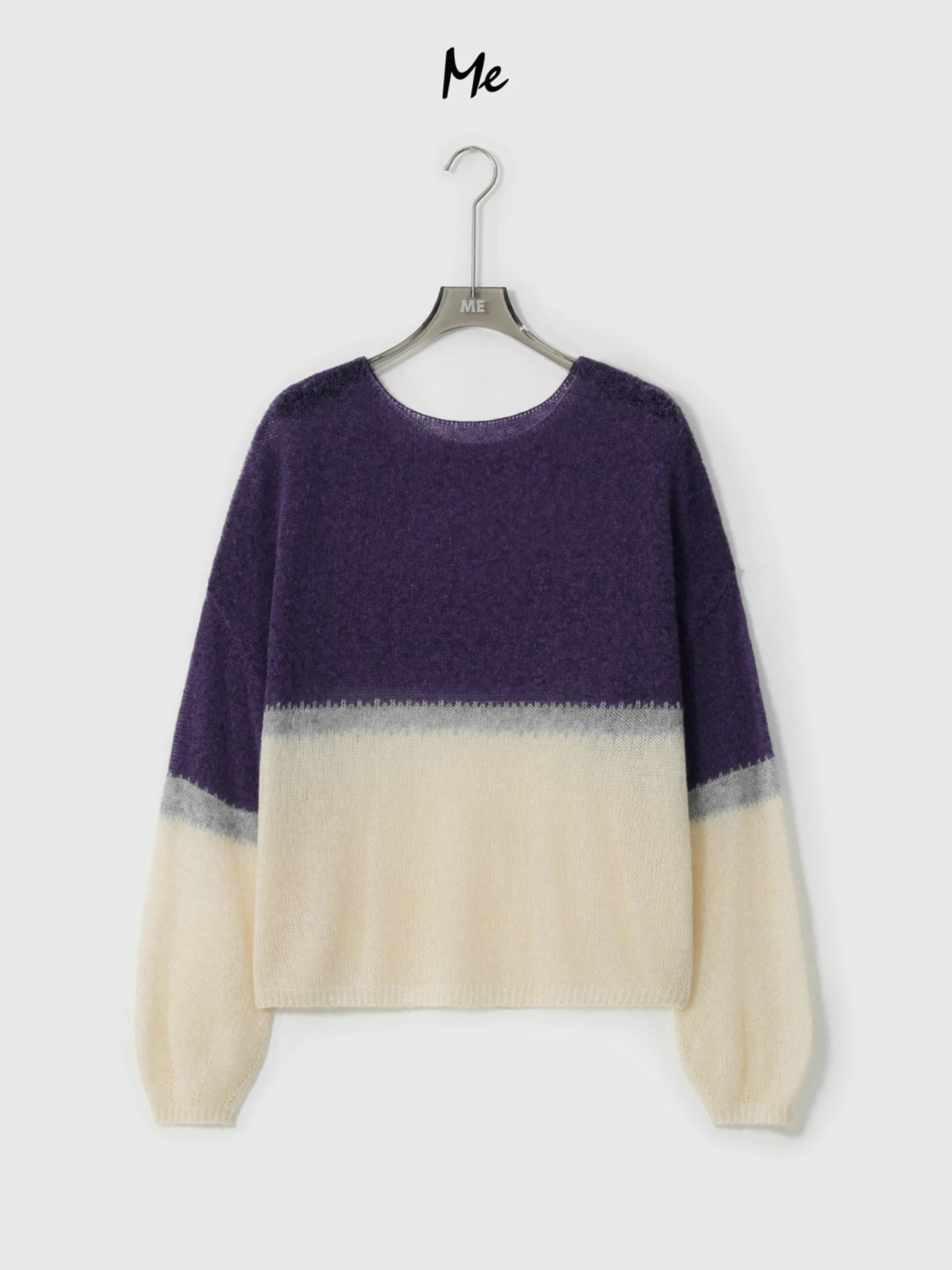 

Faionable adient Mixed Fiber Camere Sweater Slimming Versatile ME【Cloud Mist irt】Linen Wool Camere Blend MESA0894