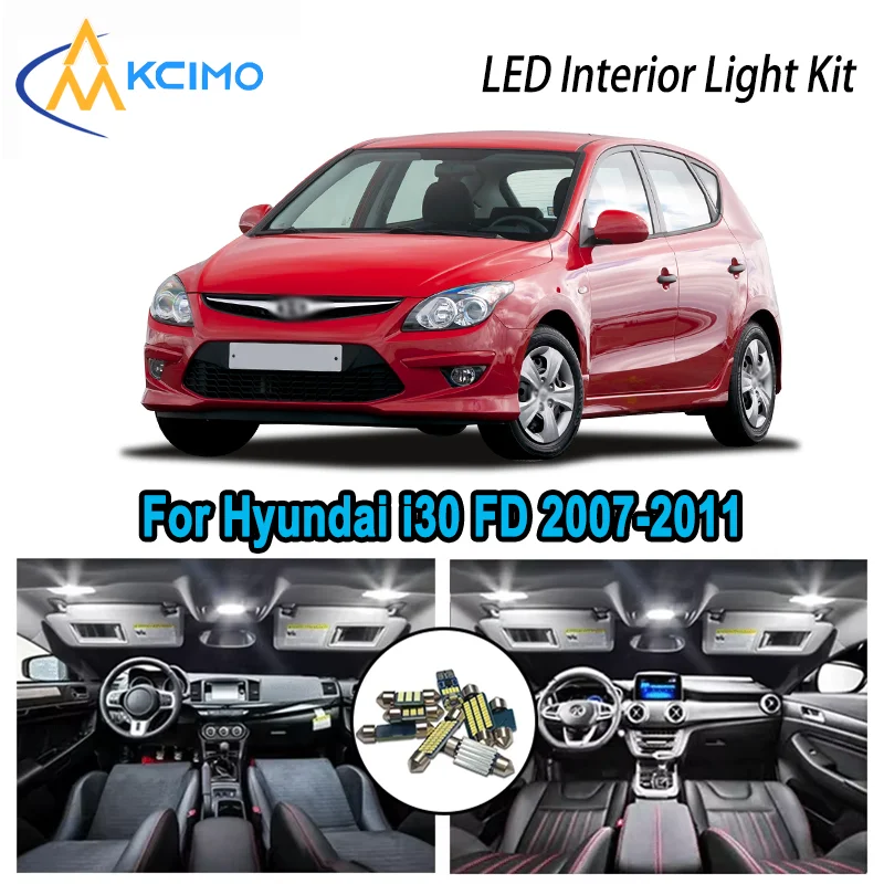 

For Hyundai i30 FD 2007-2011 2008 2009 2010 Premium Bright LED Interior Dome Map Trunk Light Kit Car Led Lamps Canbus No Error