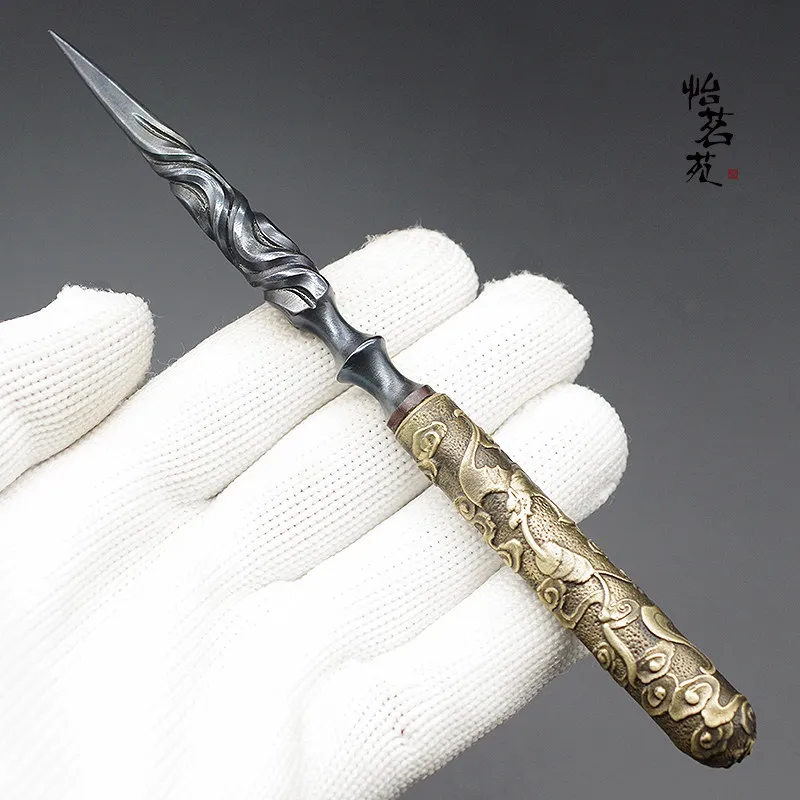Handmade Longquan copper-handled Anhua dark tea Pu-erh knife  specialized tool for cutting  cakes and opening tea bricks