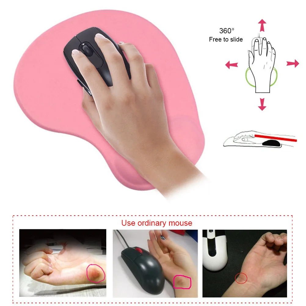 Ergonomic Wrist Rest Mouse Pad Purple Silicone-Filled Cushion Non-Slip PU Bottom Smooth Gliding Surface for Computer Work Gaming