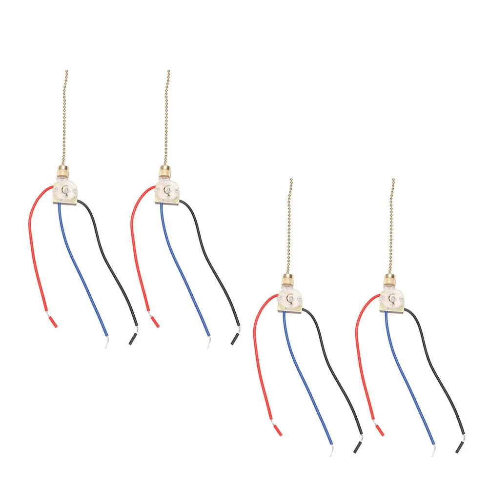 4Pcs Heavy Duty Copper Pull Chain Switch for Ceiling Fan Light Adjustable 3-Level Control Easy Install Fan Light Replacement