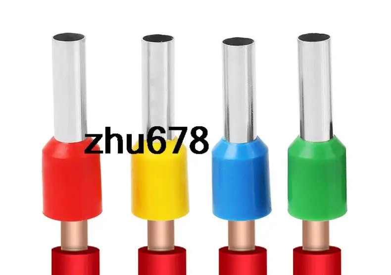 100pcs E0306 E0506 E7506 E1508 E1006 Insulated Ferrules Terminal Block Cord End Wire Connector Electrical Crimp Terminator Crim