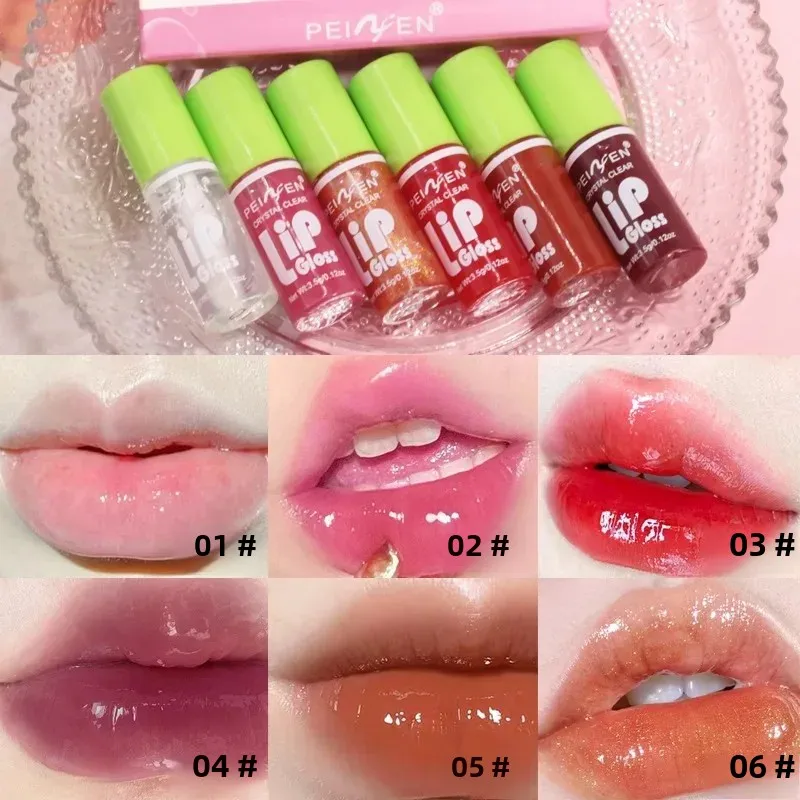 6 Stuks Set Spiegel Dudu Lip Make-Up Lip Glazuur Lip Plumping Lip Olie Glad Helder Helder En Niet Kleverig Vochtige voedende Lipolie Set