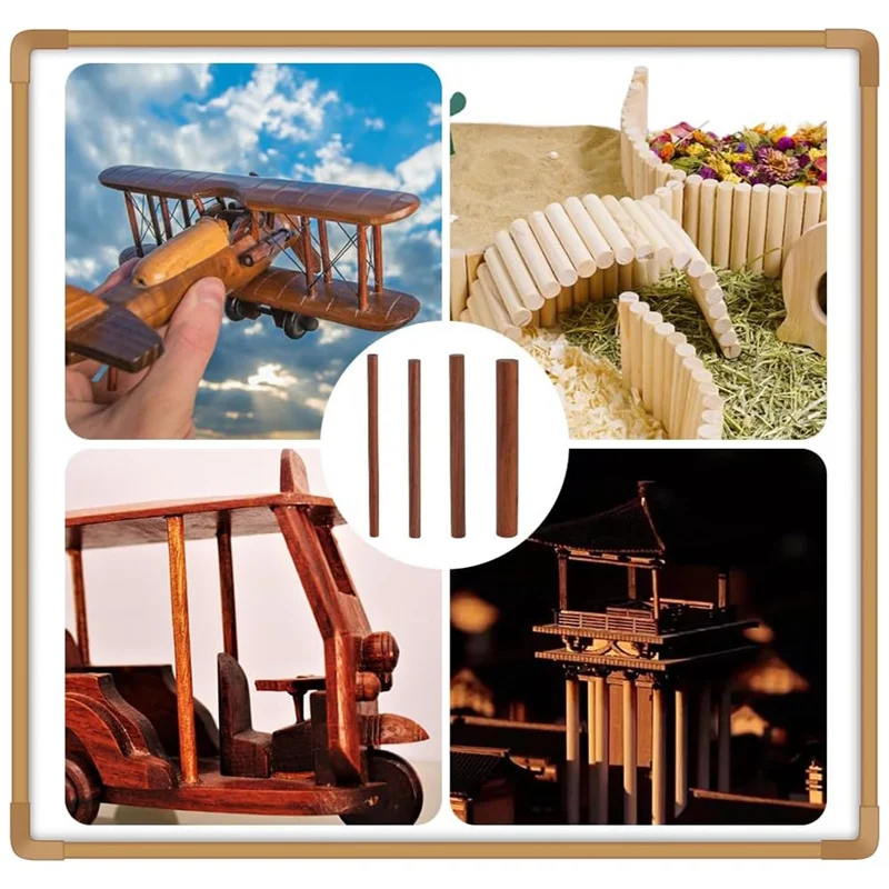 

【Ограниченное предложение】4 размеров, 14 шт., вощеные деревянные палочки длиной 6 дюймов, дюбель из орехового дерева, незавершенные круглые деревянные палочки