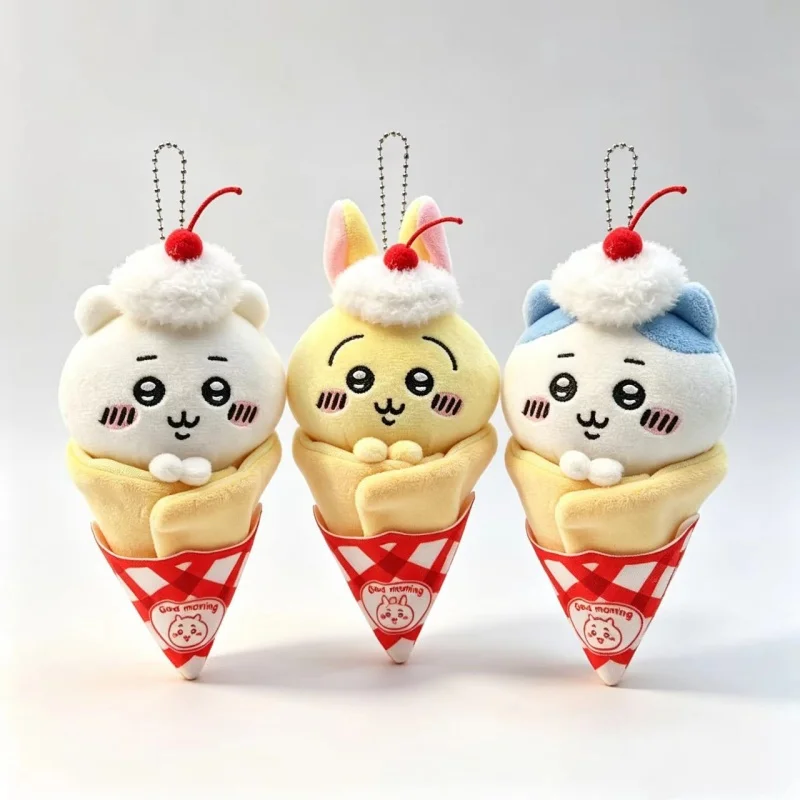 Cute Chiikawa Rabbit Hachiware Plush Keychain Cute Crepe Ice Cream Pendant Cute Plush Doll Bag Decoration Birthday Gift