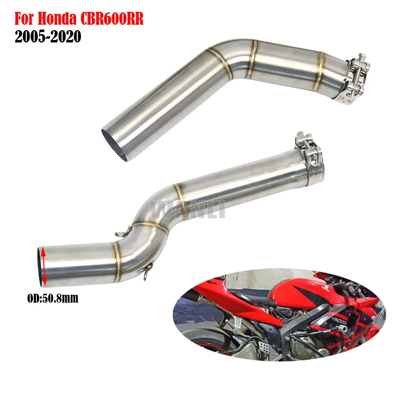 

Для Honda CBR600RR CBR 600RR CBR 600 RR 2005-2020 без шнуровки выхлопной трубы мотоцикла со средним звеном, аксессуары для побеговой системы
