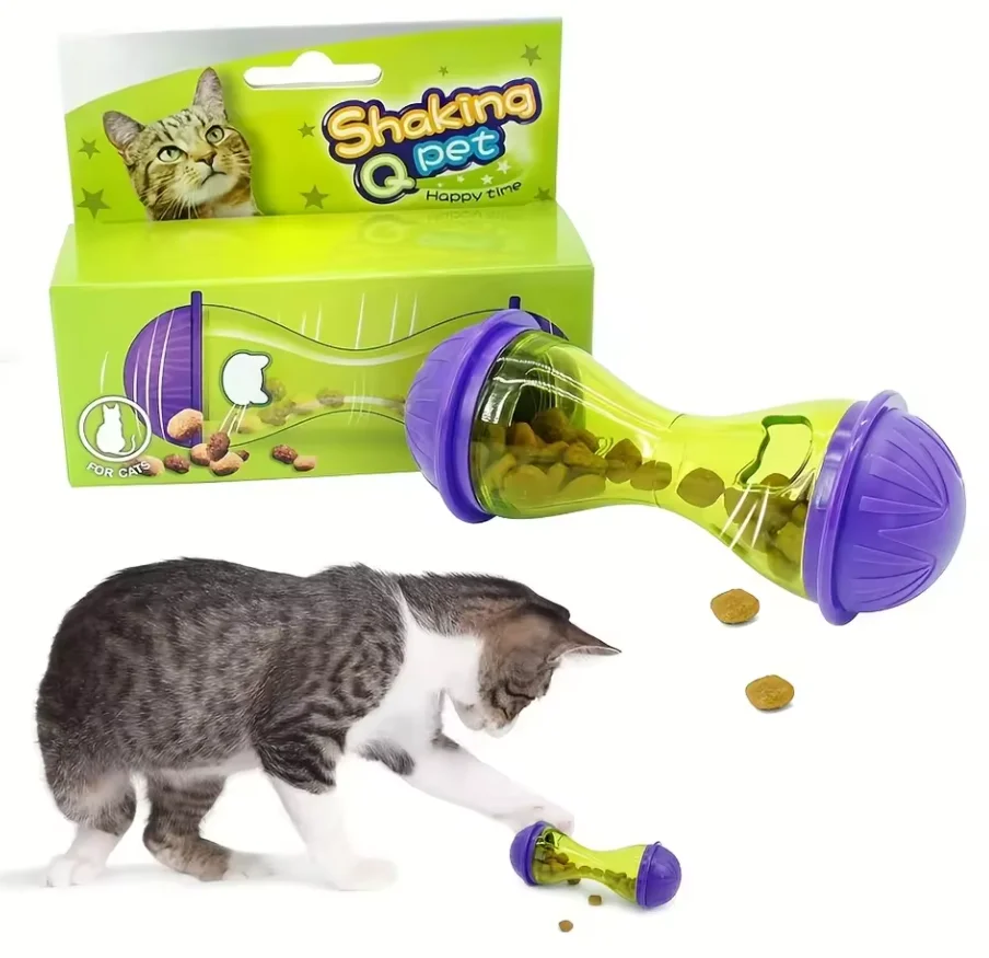 Brinquedo Interativo para Gatos: Bola Dispensadora de Ração com Rolamento e Vazamento, Brinquedo Divertido para Treinamento e Alimentação de Gatos, Suprimentos para Animais de Estimação